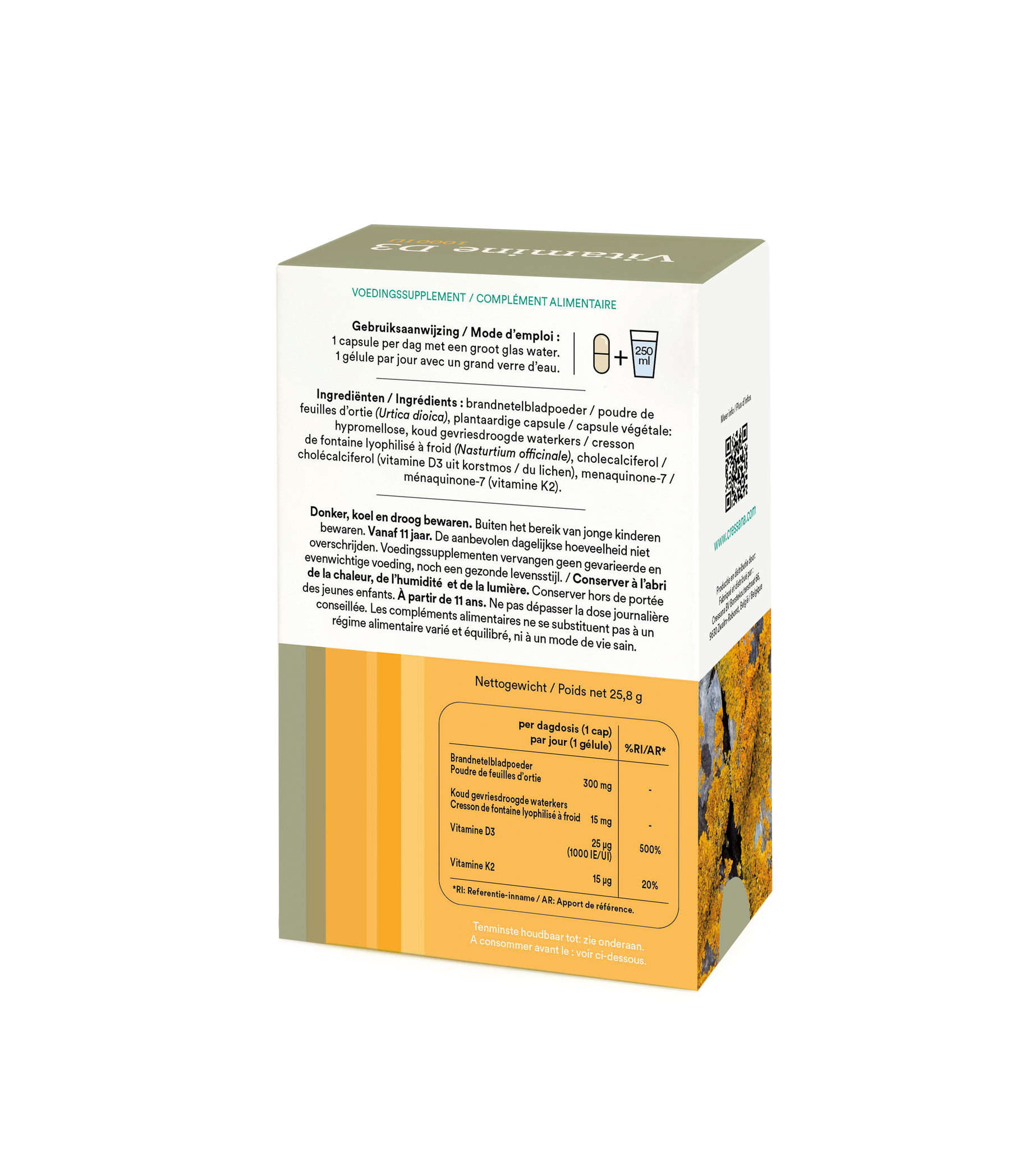 Vitamine D3 1000IU/25mcg & K2 plantaardig Cressana® Nederland